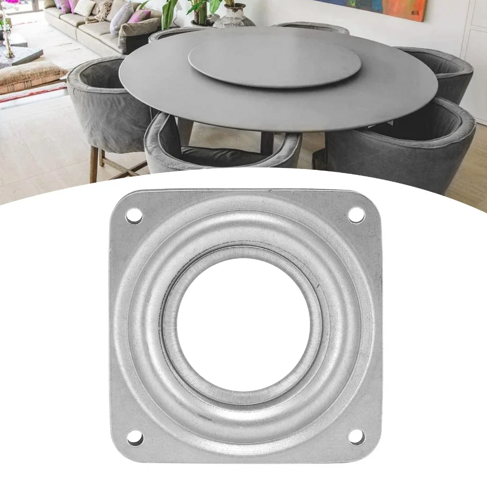 4pcs 360 Degree Rotation Swivel Plate Base Square 72mm Diameter Turntable Replacement Part Rotating Bearing Plate Cabinet