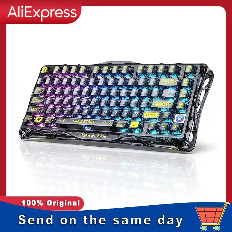 GravaStar Mercury K1 Lite 75% Gaming Keyboard Tri-Mode Wireless Keyboard Gasket Hot Swappable Mechanical Keyboard RGB Backlit