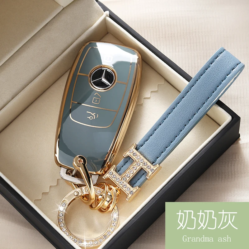 TPU Car Key Case Cover Fob Pouch for Mercedes Benz C260L A200L E200L E300L GLC260L Accessories Keychain Holder