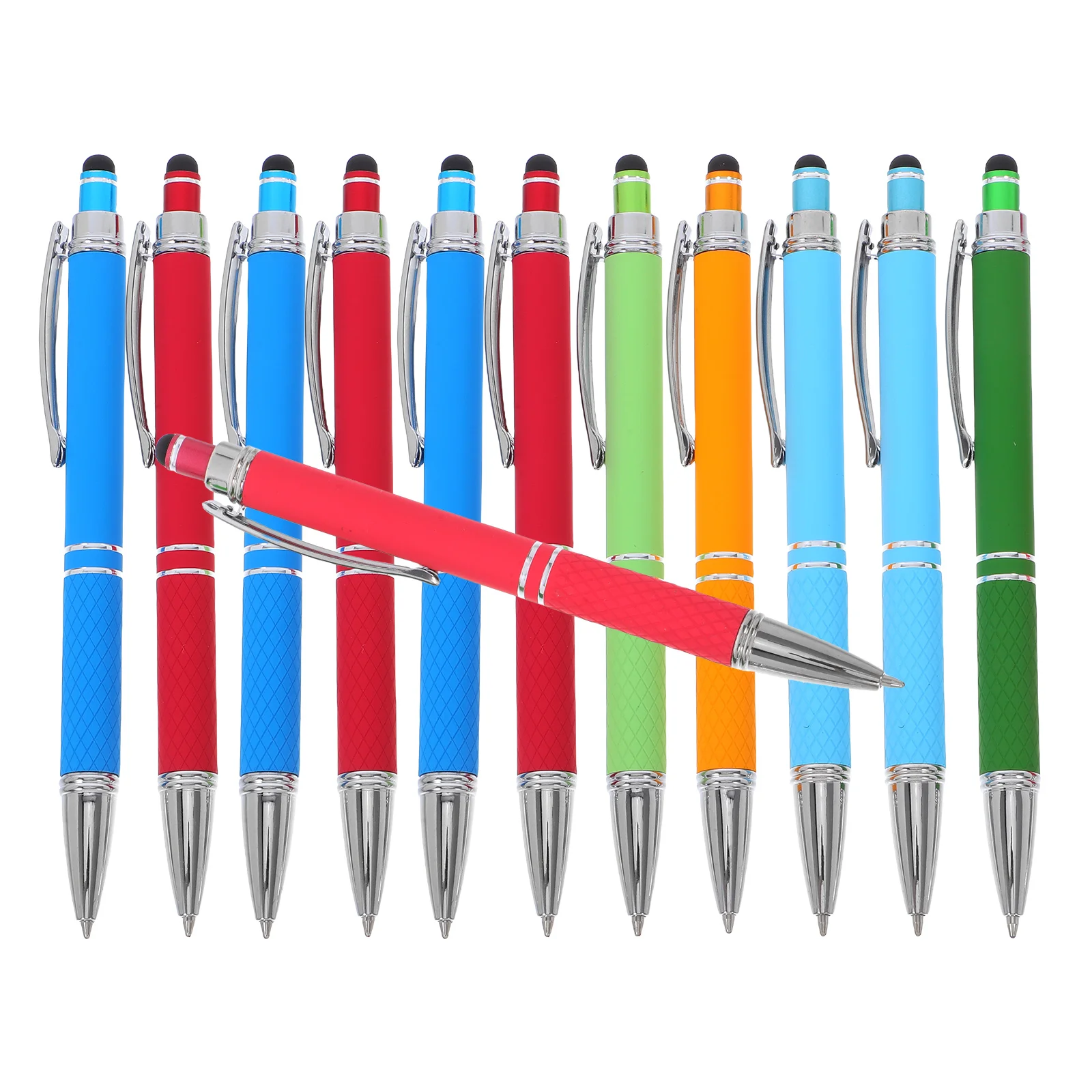 

12pcs Metal Ballpoint Sturdy Medium Ink Cool Pens For Teens Stylus Tip Left Handed Detectable Retractable Gel Pens For Office