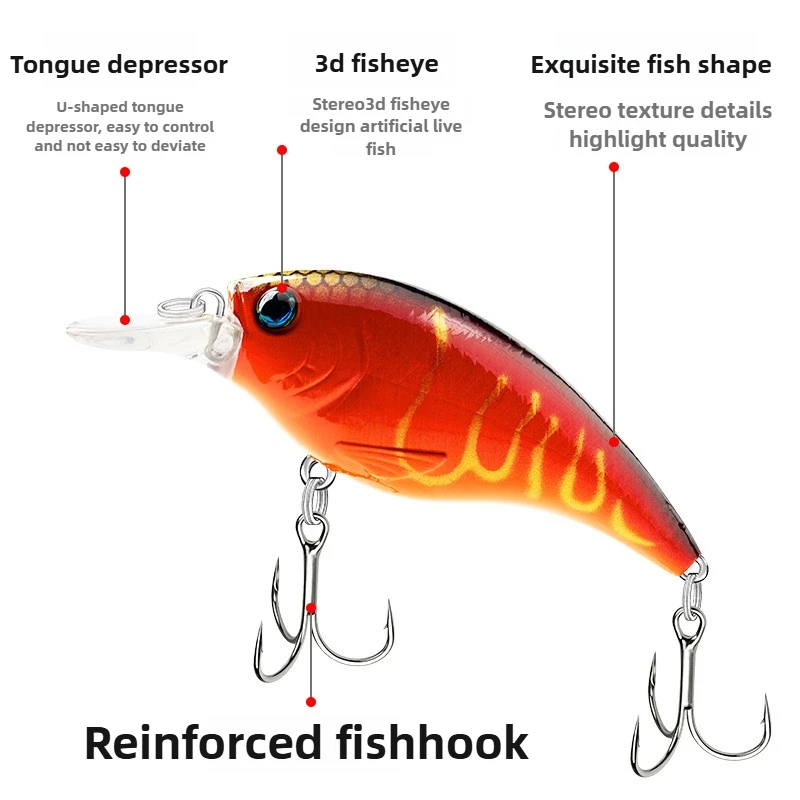 60mm 10g hochet son Wobblers pour brochet bar Thrill tonnerre flottant leurre de pêche artificiel dur appât peu profond plongée manivelle