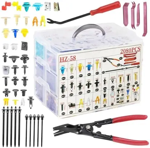 

2080Pcs Car Retainer Clips Kit – 33 Sizes Nylon Fasteners, Rivets, Door Panel Clips & Tools for , , Benz
