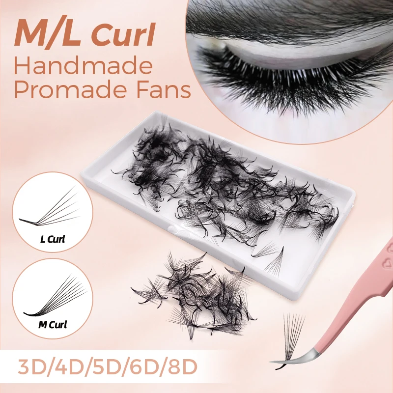 M L curl Abanicos de volumen prefabricados sueltos para extensiones de pestañas Abanicos Promade Prefact Bouquet de pestañas 3D a 10D Abanicos sueltos prefabricados