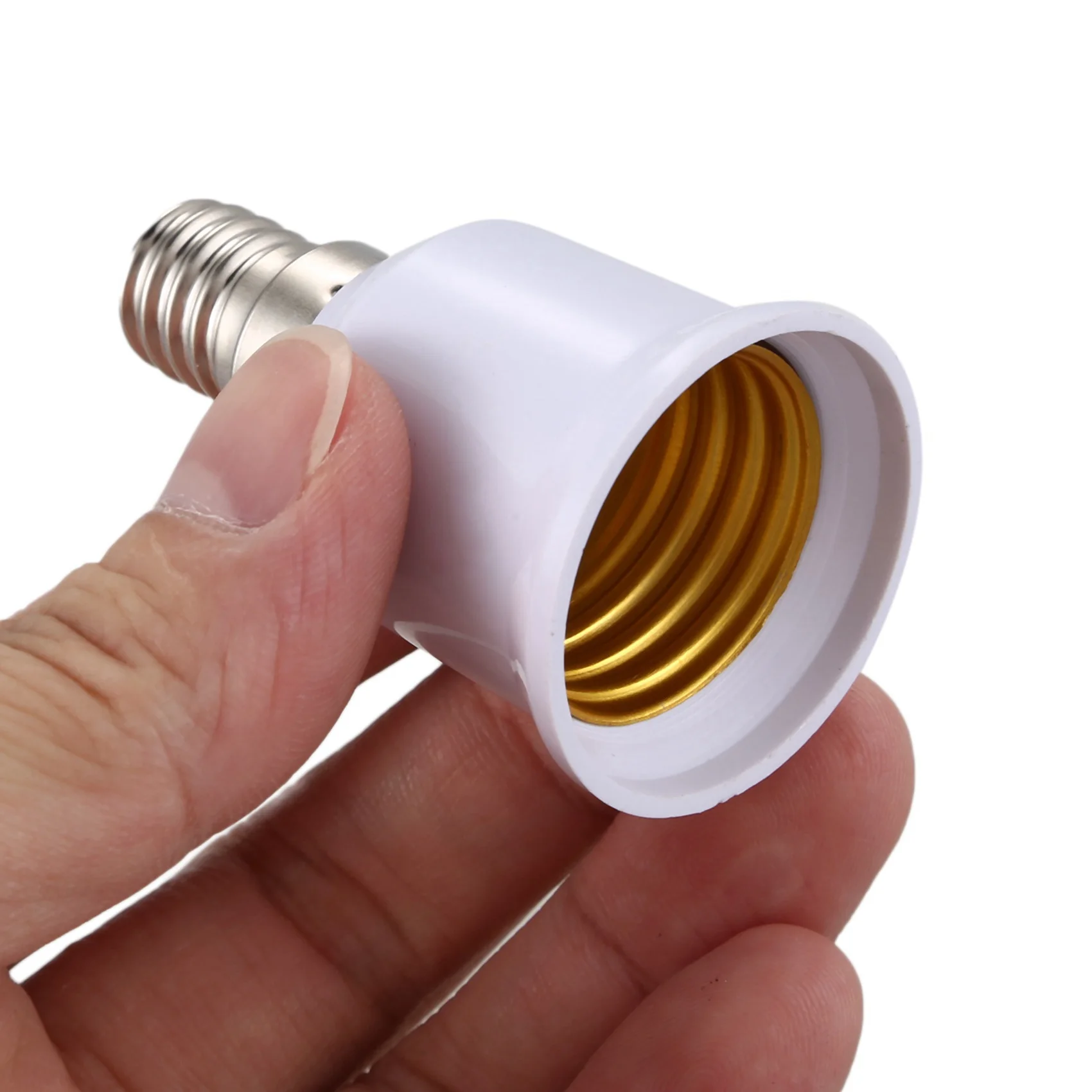 A74E-10 Pcs E14, E27 Adapter Base Screw LED Light Bulb Bulb Socket Converter, White