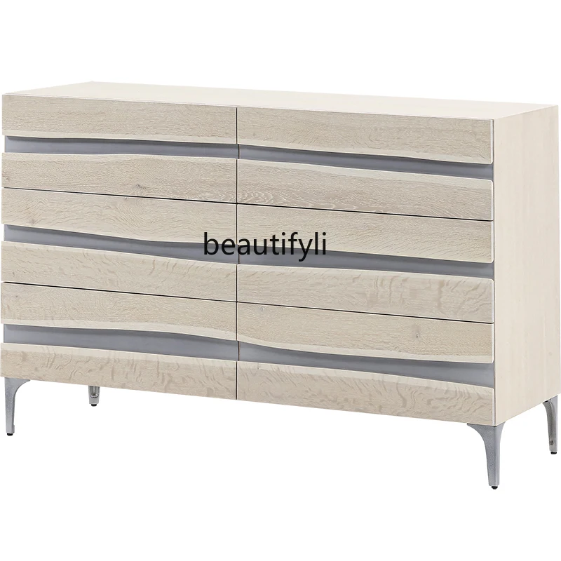 

Solid Wood Storage Chest of Drawers Ash Wood Living Room Bedroom Side Cabinet Nordic Log Style Chest of Drawers