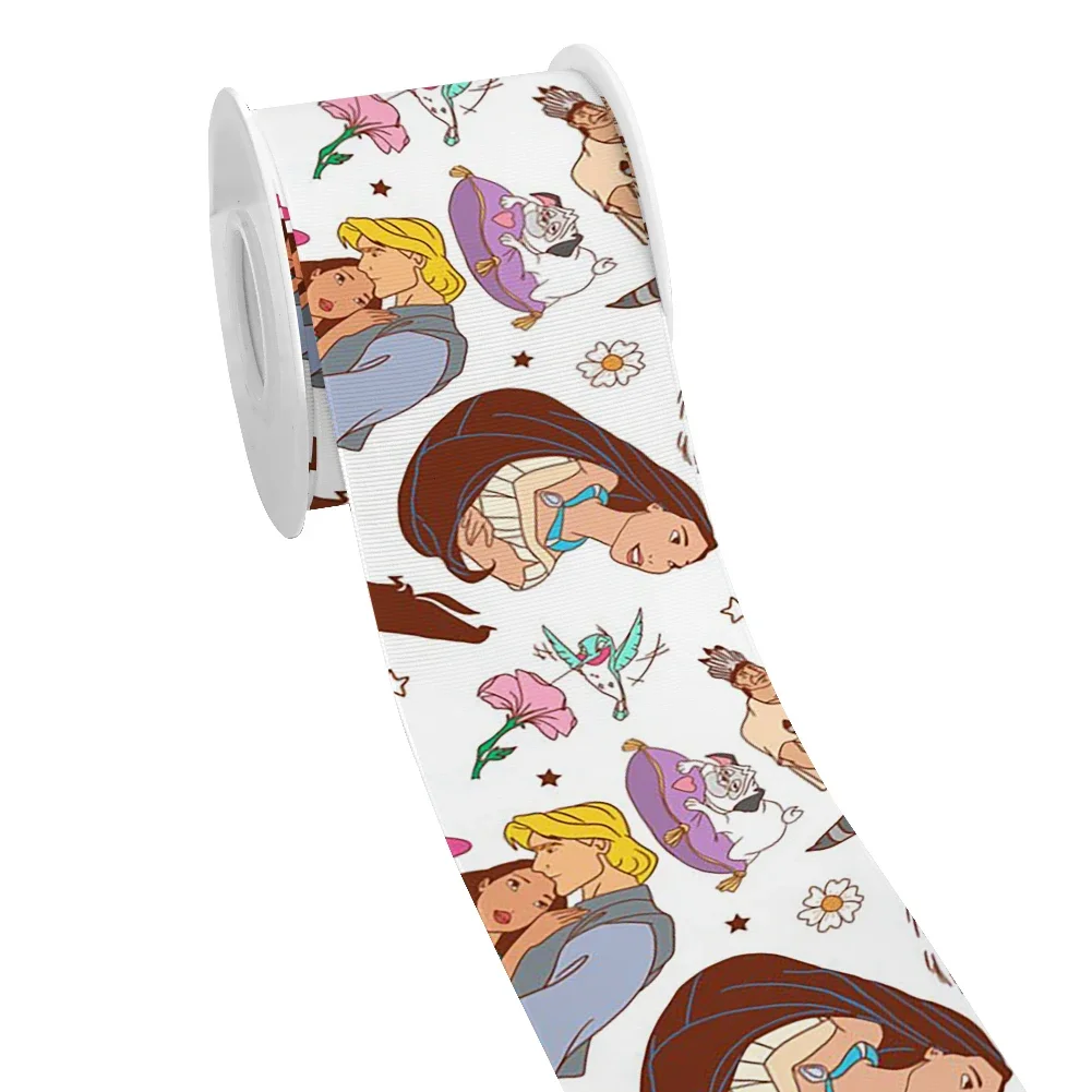 Cartoon Pocahontas Disney Princess Printing Grosgrain Ribbon 5Yards for DIY Hair Bows Merry Party Dec Meterials