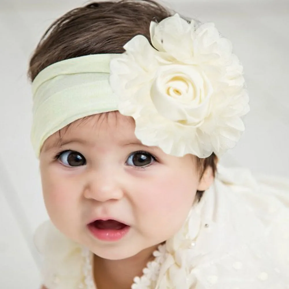 

Chiffon Flower Headband Kid Headdress Newborn Elastic Hair Band Turban Cotton Hairband Children Hair Accessory