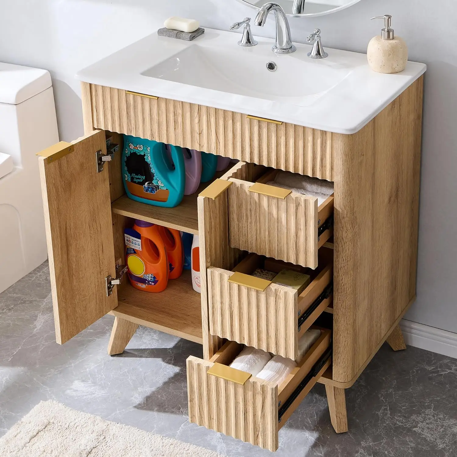 30" Fluted Vanity Cabinet 6