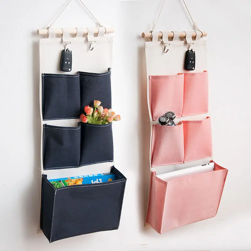 

Bedhead Minimalist Multi Compartment Storage Bag Hanging Bag Wall Mounted Household Room Wall Hanging Fabric Storage Bag ZE766