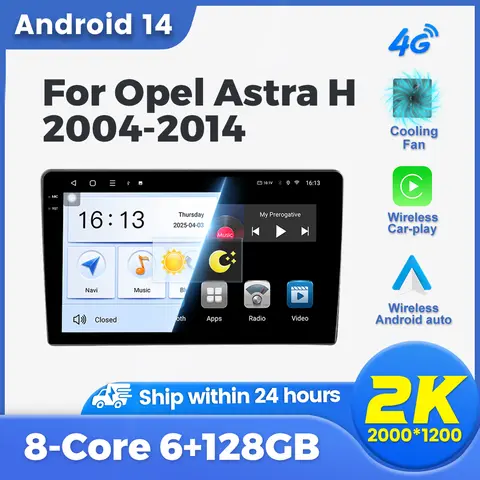 2 DIN Stereo Carplay For Opel Astra H J 2004 Vectra Vauxhall Antara Zafira Corsa C D Vivaro Meriva Veda Android 14 Car Radio RDS