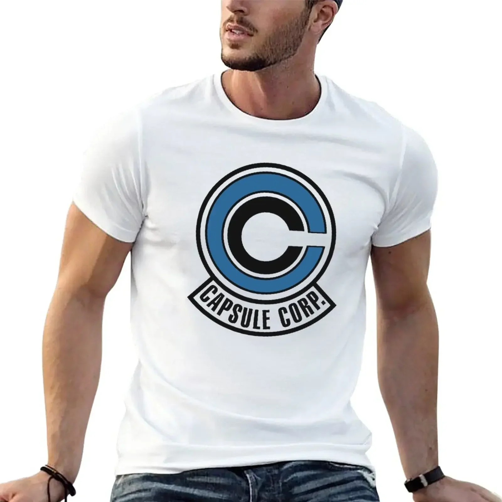 DBZ Capsule Corp Sticker T-Shirt blacks summer top tops men clothing