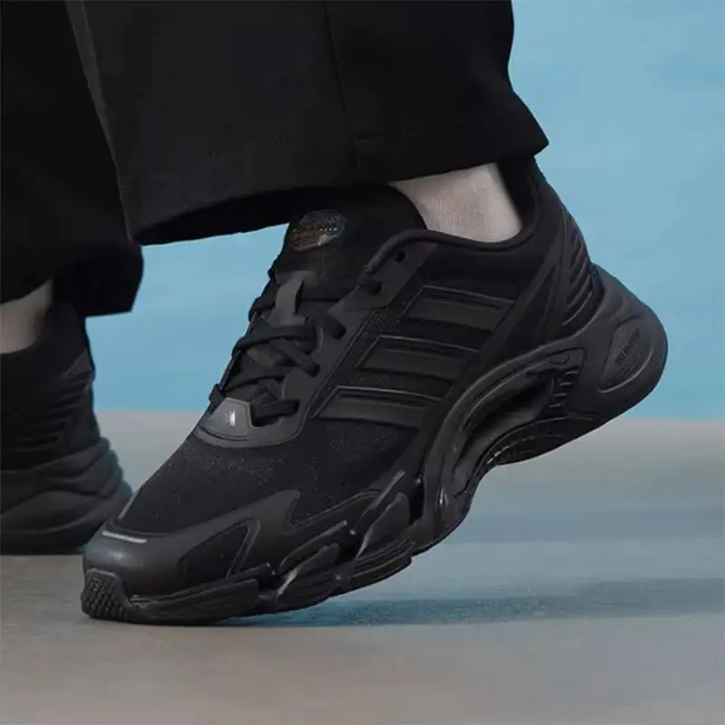 Popular Adidas black thick-soled shoes - breathable mesh cushioning, men's and women's sports and casual shoes - KH9331