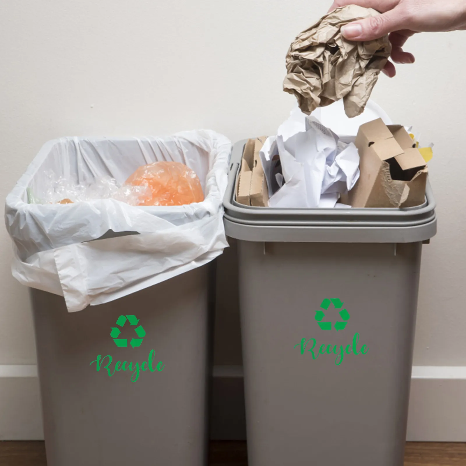Waterproof Trash Can Classification Sticker Premium PVC Material Easy Peel Stick Recycle Bin Label for Sustainable Waste Sorting