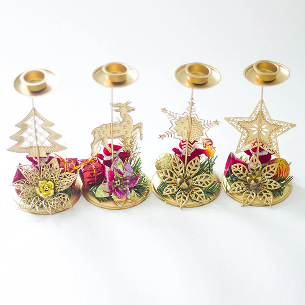 2 szt. Świąteczne świeczniki płatki śniegu, renifery, gwiazda pięcioramienna, dekoracje świąteczne do domu, przyciągający wzrok design, świąteczny świecznik