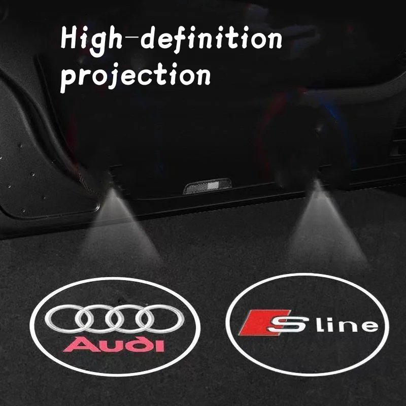 LED Car Door Light Projector Courtesy Shadow Welcome Lamps for Audi A1, A3, 4, 5, 6, 7, 8, Q2, 3, 4 5, 6, 7, 8, e-tron GT, R8.