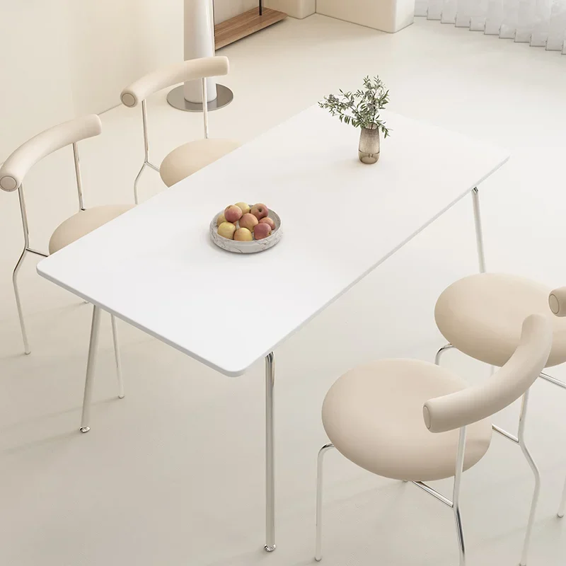 

Beisheng Nordic modern simple small apartment dining table household cream style white dining table rectangular table small desk