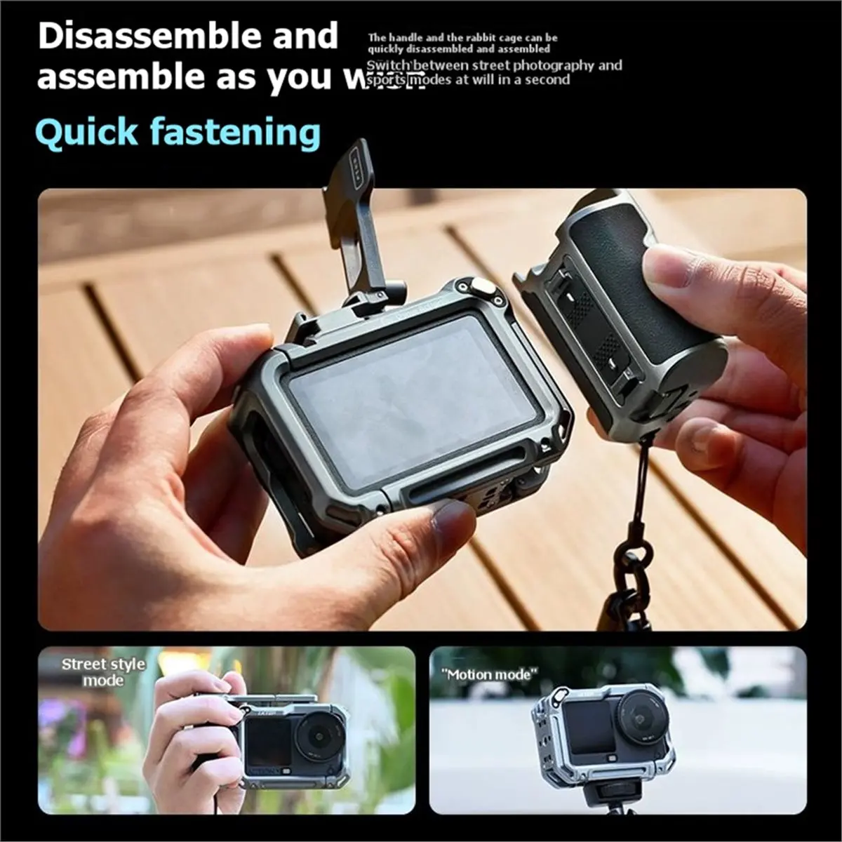 AT33 LKTOP for DJI Action 6 Action Camera Handle Portable Magnetic Quick-Release Cold Shoe Cage Street Photography Handle Kit