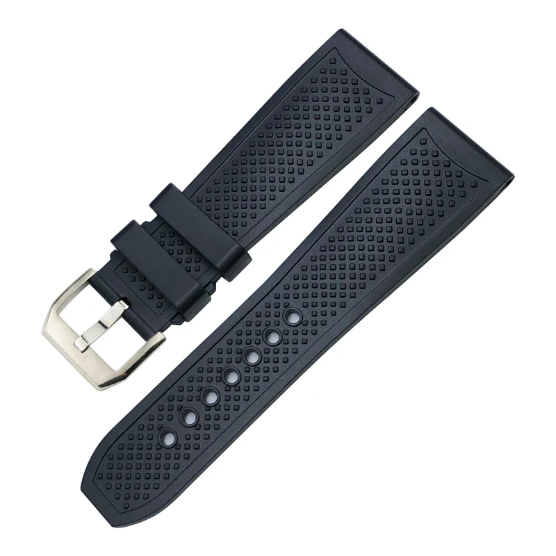 High Quality 20mm 21mm22mm 23mm 24mm Soft Natural Rubber Watchband for Cartier Tank CALIBRE Black Blue Watch Strap Wristband