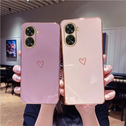 Nova12SE Love Heart Plating Silicone Phone Case On For Huawei Nova 12 SE Nova12 Se Nova12se Luxury Girl Woman Used Cover