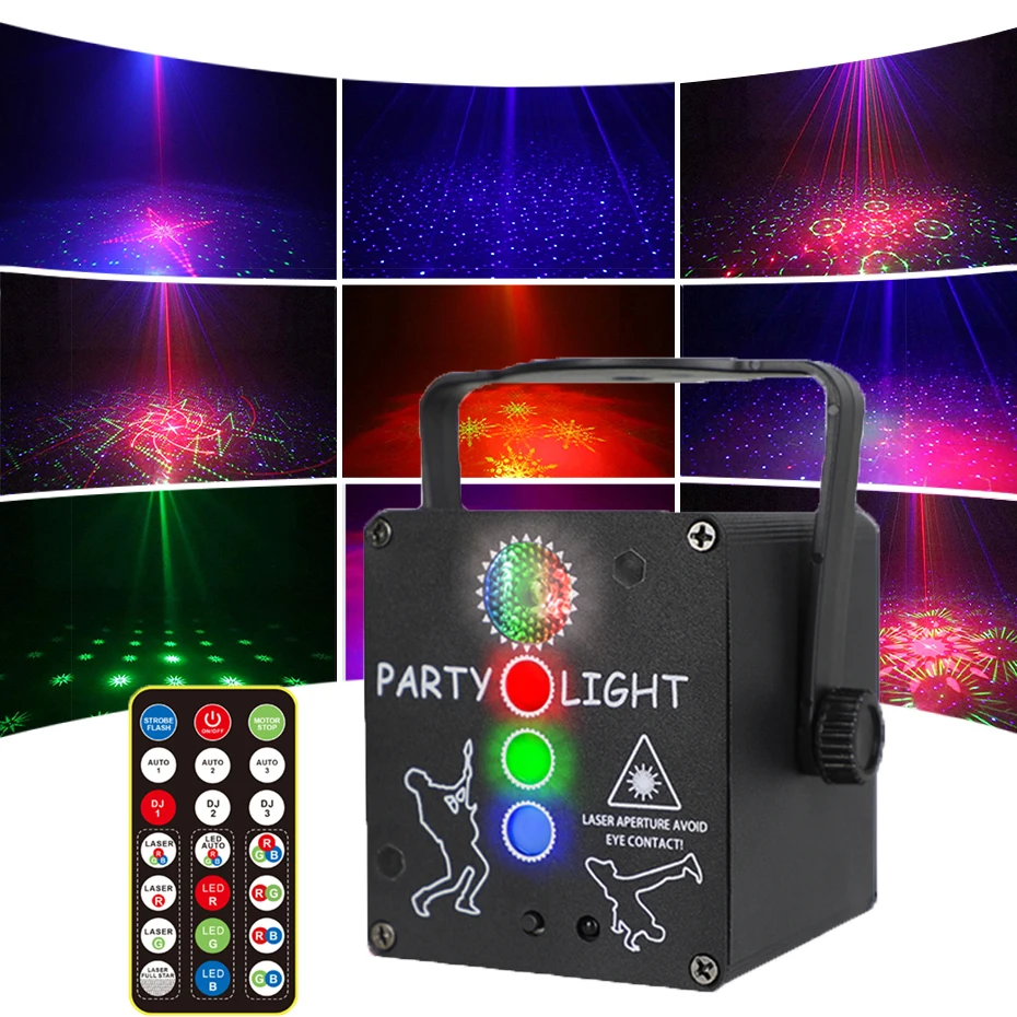 Imagem -05 - Mini Projetor de Luz Laser Alienígena Disco Rgb Usb Recarregável Led Iluminação para Palco Efeito de Festa Casamento Natal Lâmpada