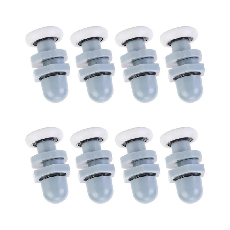 

652F Pack of 8 Sturdy Plastic 20mm Bathroom Door Rollers Replacement Accessory for Round Sliding Shower Cubicles Door