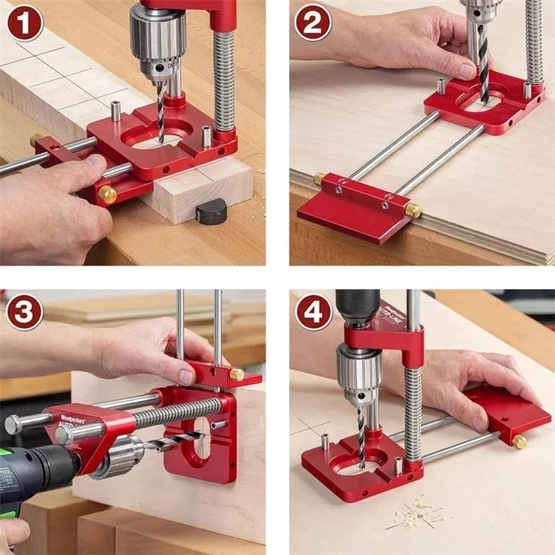 Localizzatore di perforazione portatile per la lavorazione del legno, localizzatore di precisione, guida di perforazione regolabile guida di perforazione automatica