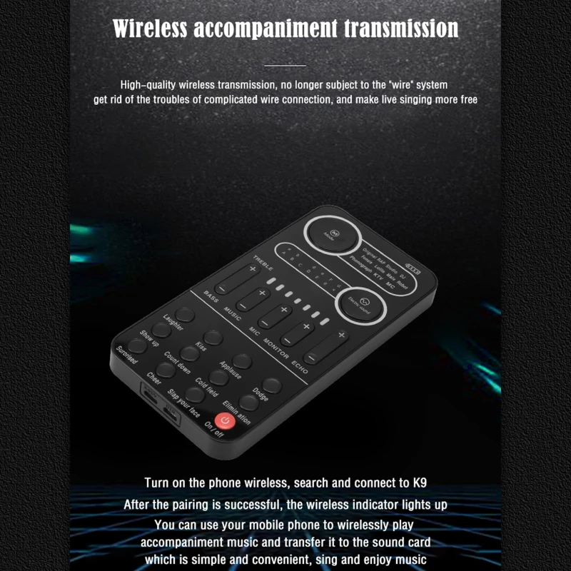 K9 Voice Changer Bluetooth-Compatible Live Sound Card for Headset Live Screaming