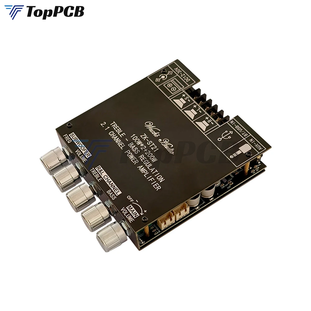 APP Control TPA3221 Bluetooth Digital Power Amplifier Board 2.1 Channel 100W*2+200W Treble Bass Regulator for Speaker Subwoofer