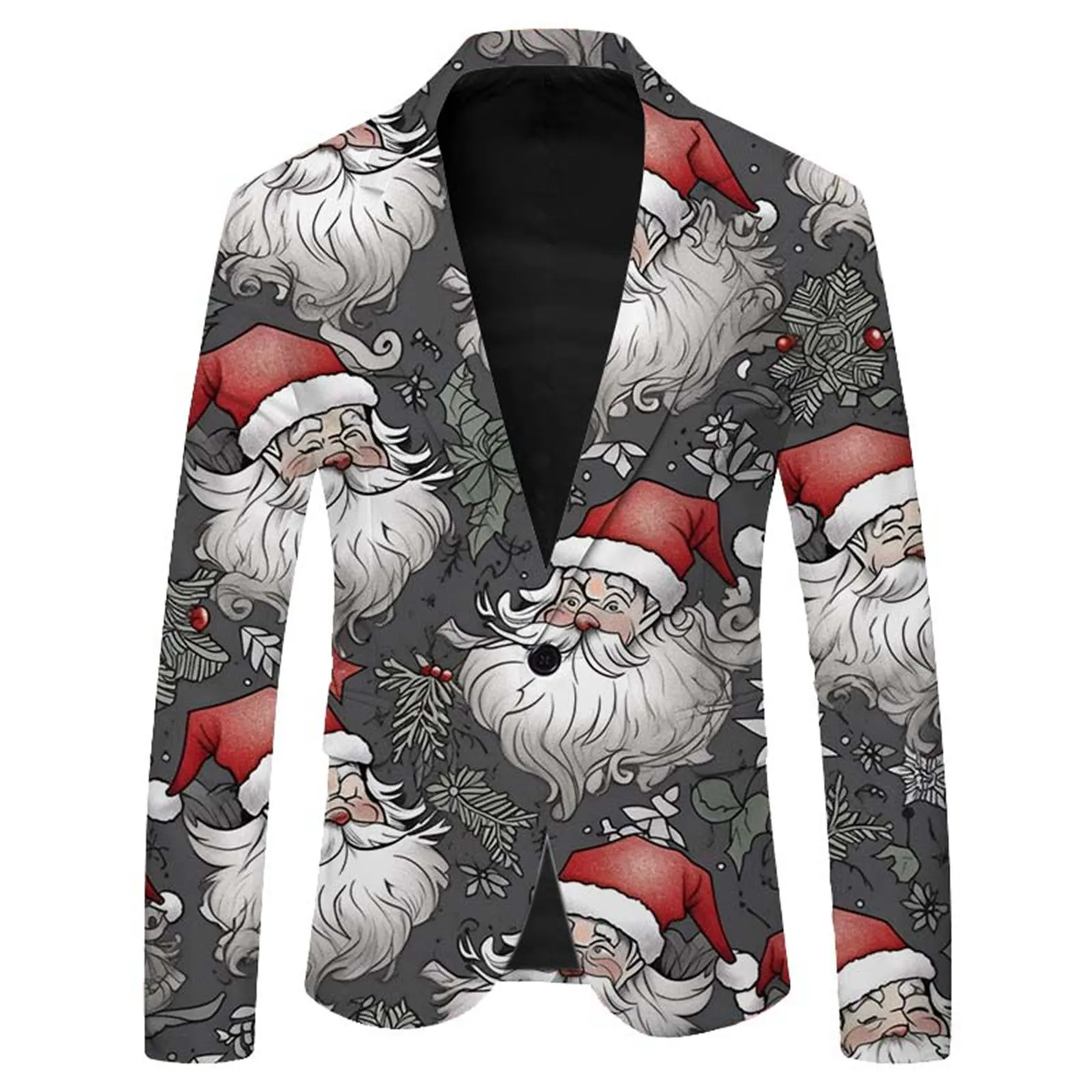 Men's Long Sleeved Lapel Button Button Suit Fashion Christmas Print Men's Coat Mens Slim Fit Wedding Suits Men Suit with Vest