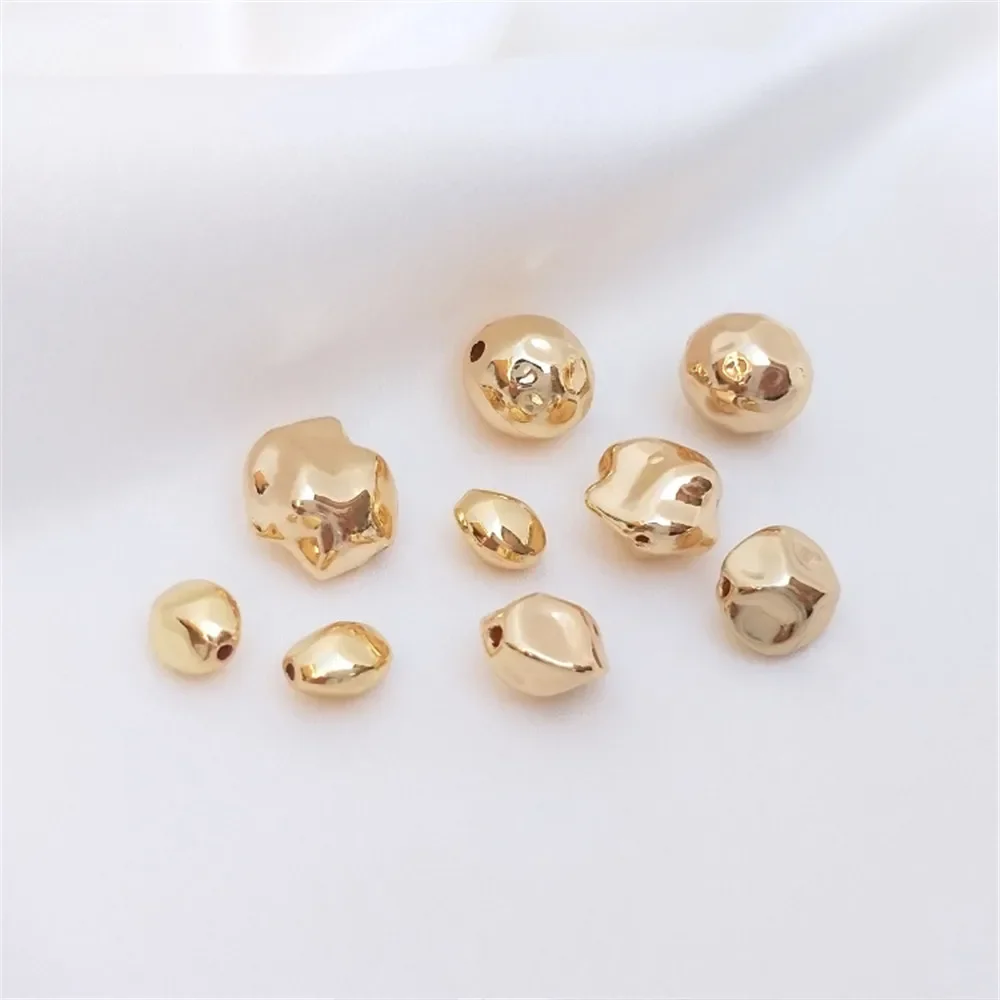 

14K Gold Plated Stone loose beads irregular shaped beads handmade diy bracelet earrings first jewelry with beads