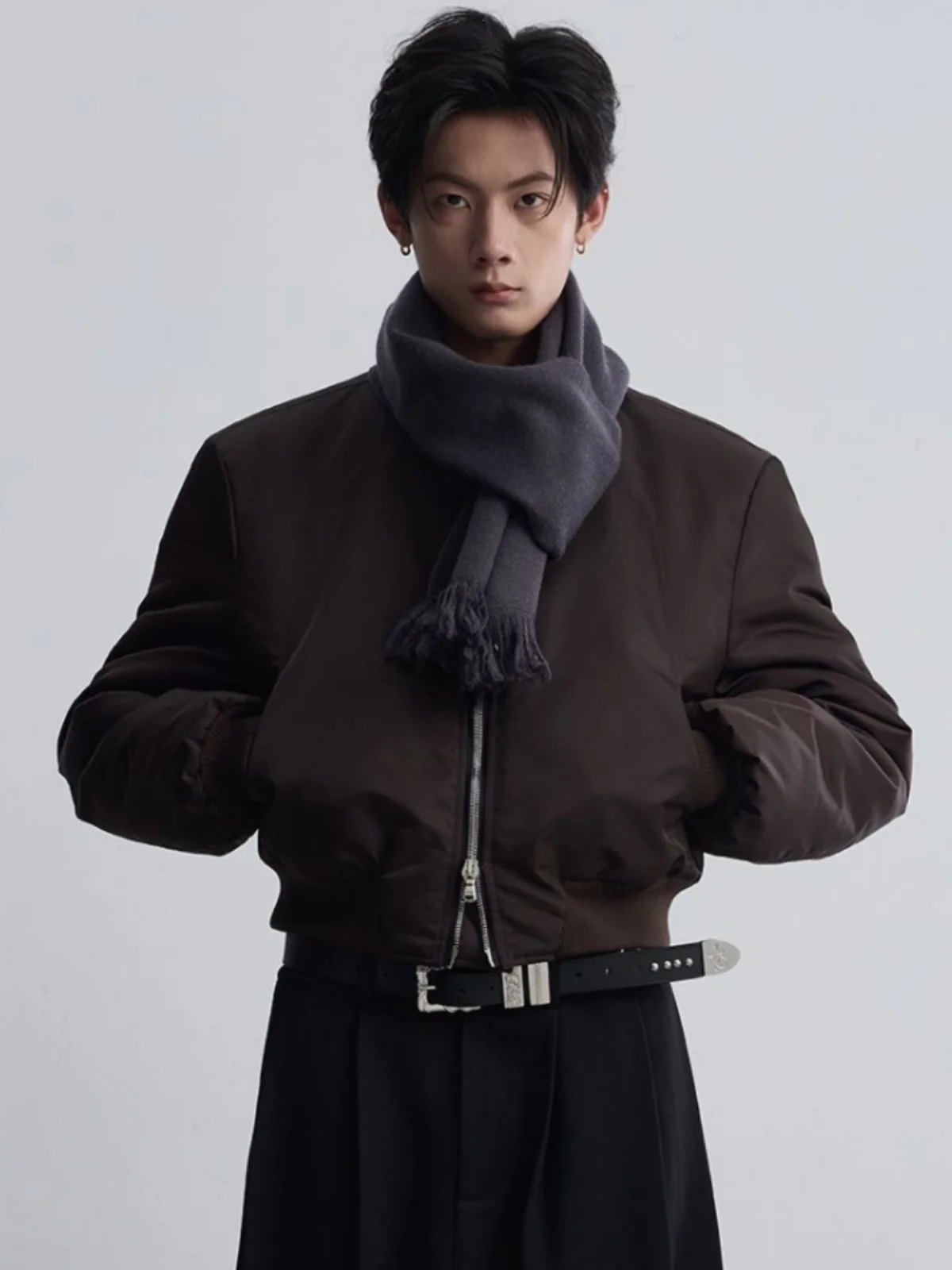 

Мужская зимняя утепленная хлопковая куртка свободного кроя, бомбер из ткани Cleanfit Ox, молодежный повседневный стиль, теплая куртка-бомбер