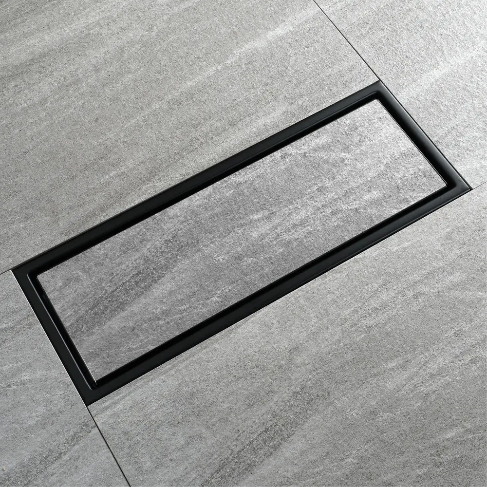 

Matte Black Stainless Steel Floor Drain Anti-odor Tile Insert Bathroom Shower Drain