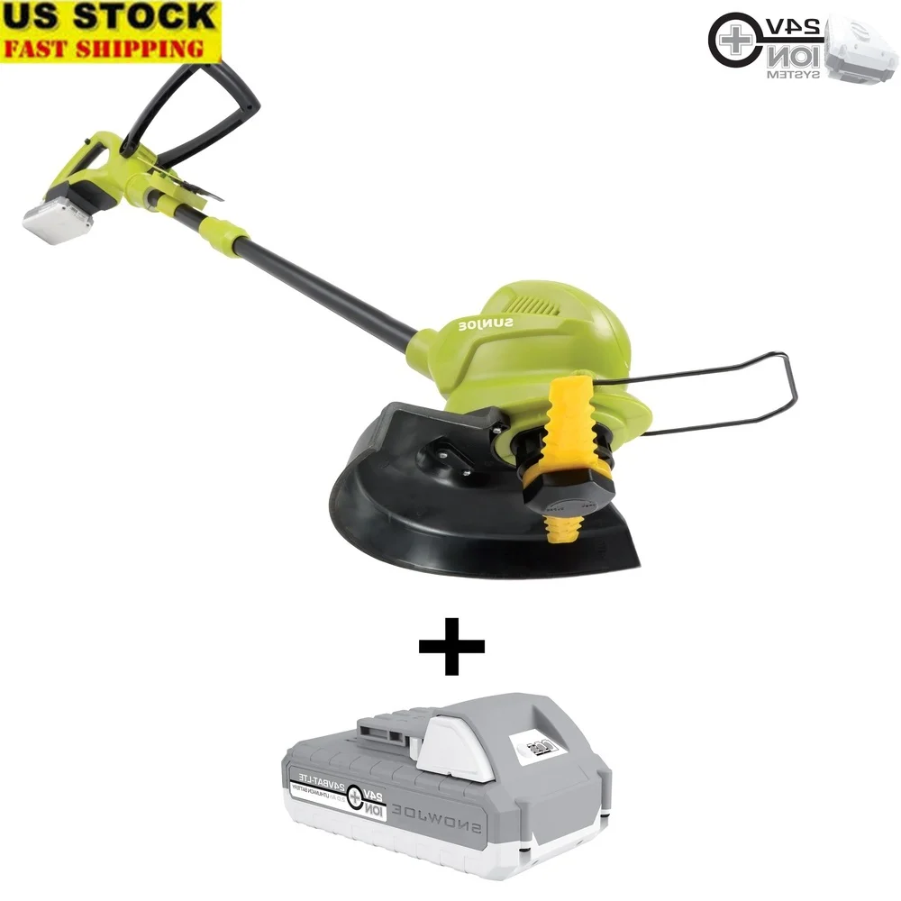 

24V Cordless 10inch Lawn Trimmer with SelfSharpening Blade 180Degree Rotating Head Rechargeable Battery and Charger Lightweight