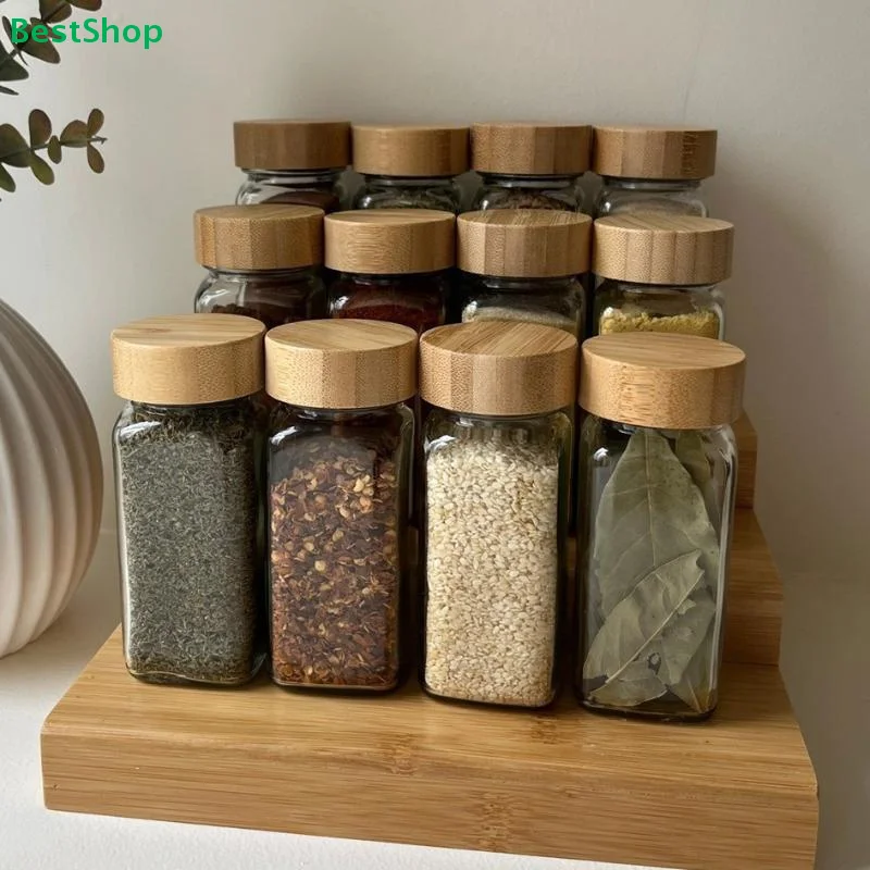 Spice Jar Labels - 〔R〕4oz Glass Spice Jars Set with