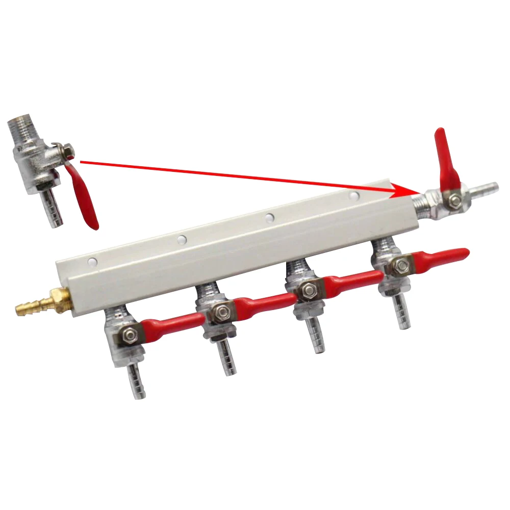 KegLand 6 Output / 6 Way Manifold Gas Line Splitter with Check Valves (1/4\