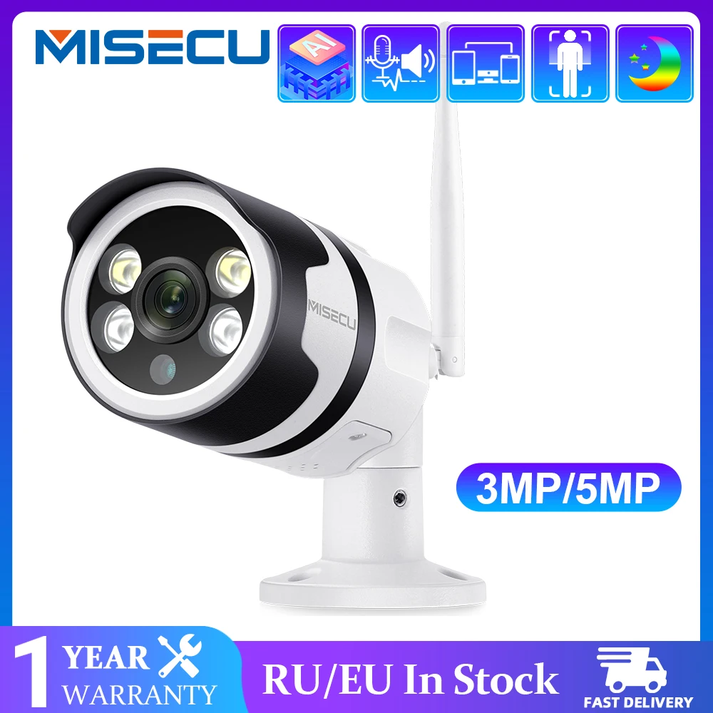 

MISECU 3MP 5MP Wireless AI IP Camera Two-way Audio Outdoor Color Night WIFI Motion Detect Record Surveillance Securrty Camera