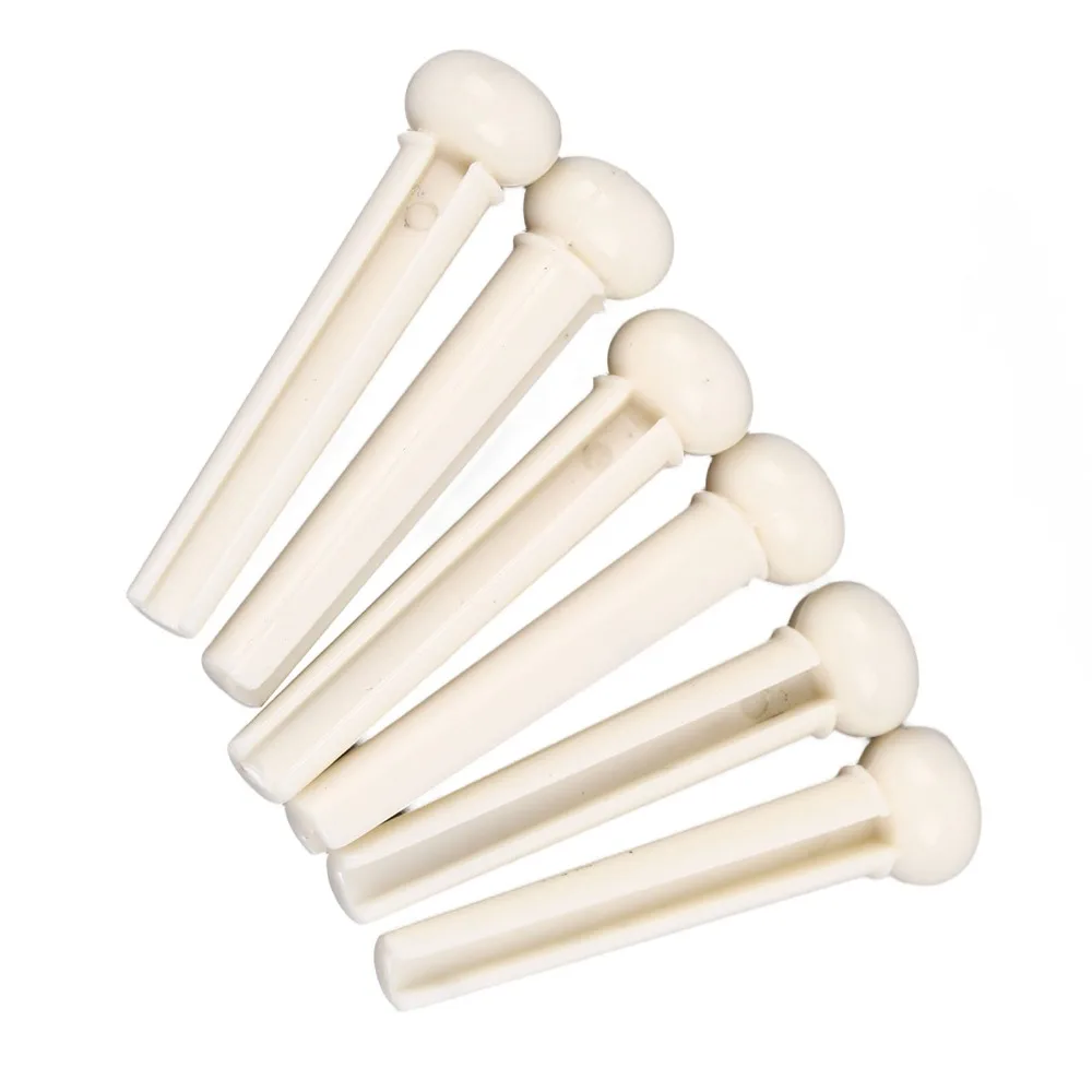6PCS White Guitar Bridge Pins Abalone Dot Inlay Plastic Material Guitar String Pegs Acoustic Guitar Parts Guitar Maintenance
