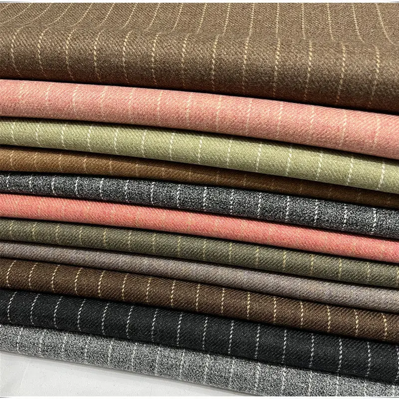 Spring and Autumn Yarn-Dyed Striped Worsted Wool New Blended Fabrics Suit Jacket with Skirt Vest Business Suit Fabric