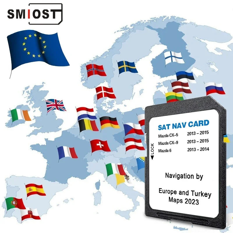 SMIOST for Mazda 6 CX5 CX9 2022-2023 Memory Card Navigation SD Card 8GB UK EU Turkey GPS Map Version Card Navi Software Update