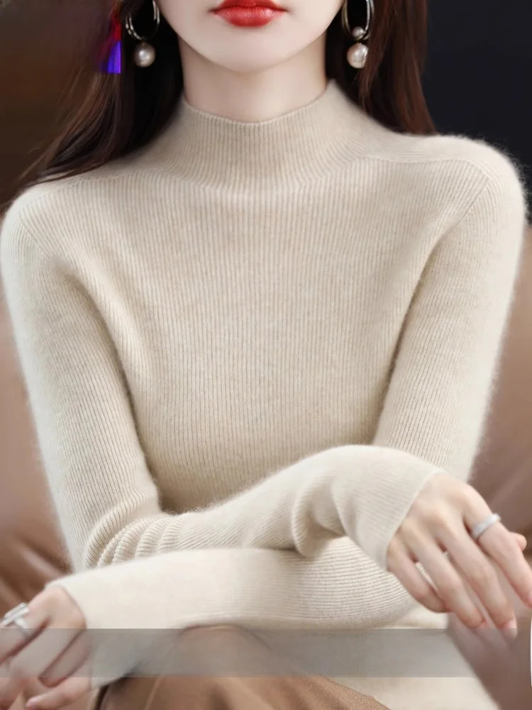 2024 Herfst Winter Vrouwen Thiened F Hoge Kraag Slim Fit Camere Trui Innerlijke Slijtage Basis Irt Zoete Sle Japanse Sle