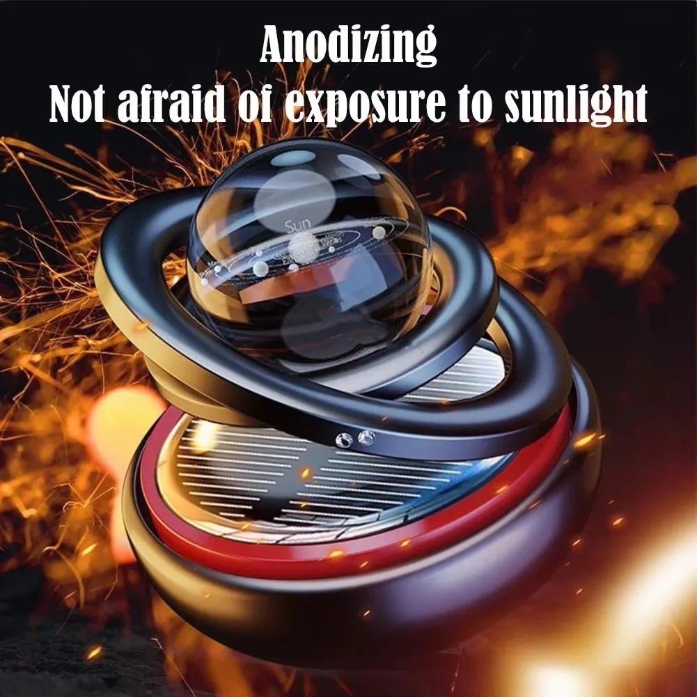 Mobidea Solar-Powered Double Suspended Crystal Ball Car Aromatherapy - Rotating Perfume Ornament  Creative Auto Air Freshener