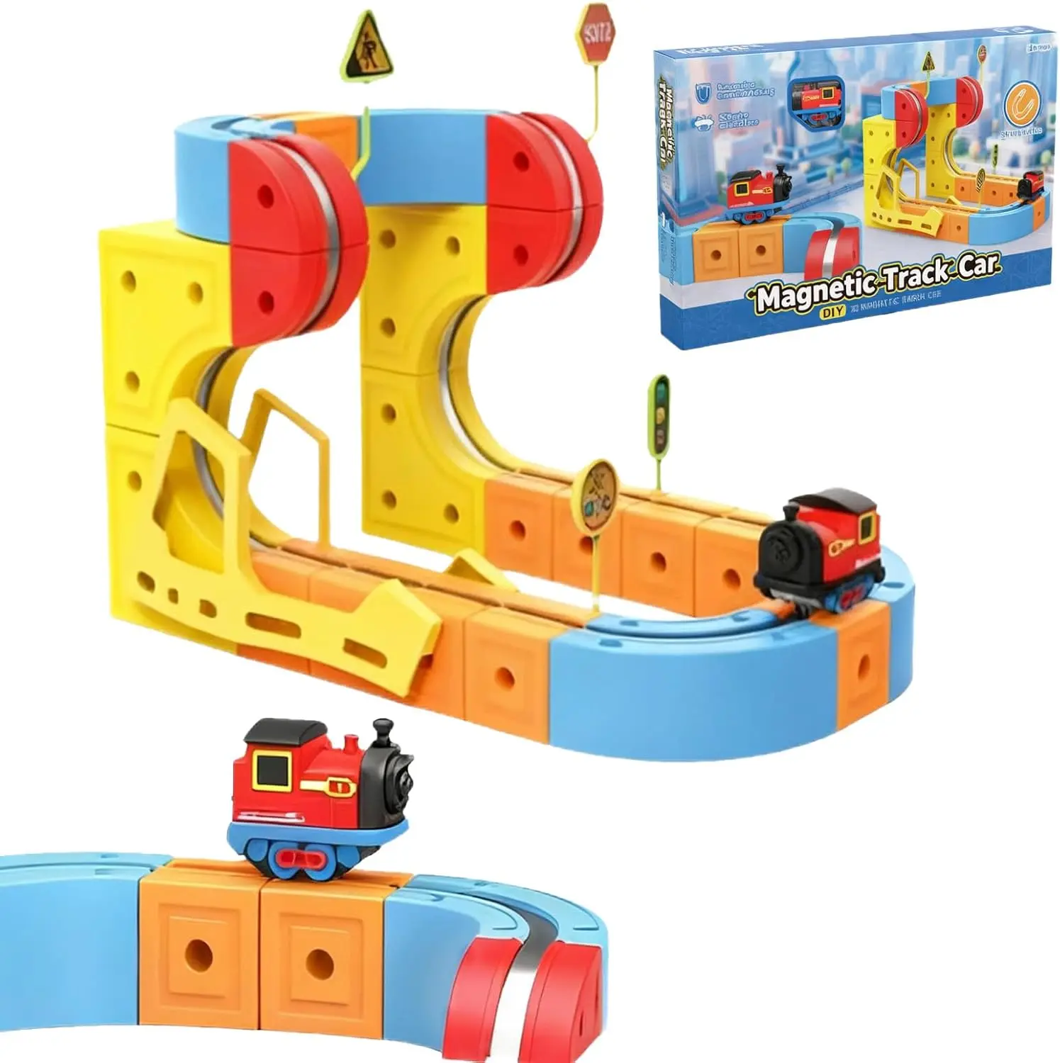 Magnetic Track Car Electric Anti Gravity Magical Track Set DIY Building Blocks Toy Kids Christmas Sensory Toys Gift