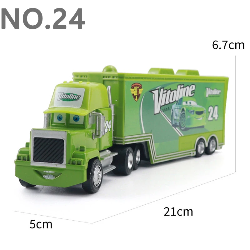 Pixar Cars Greg Candyman's Hauler Modellauto Anime-Figur Mack Container Trucks Semi-Hauler Dinoco Racing Spielzeug Kindergeschenke – Detail 21