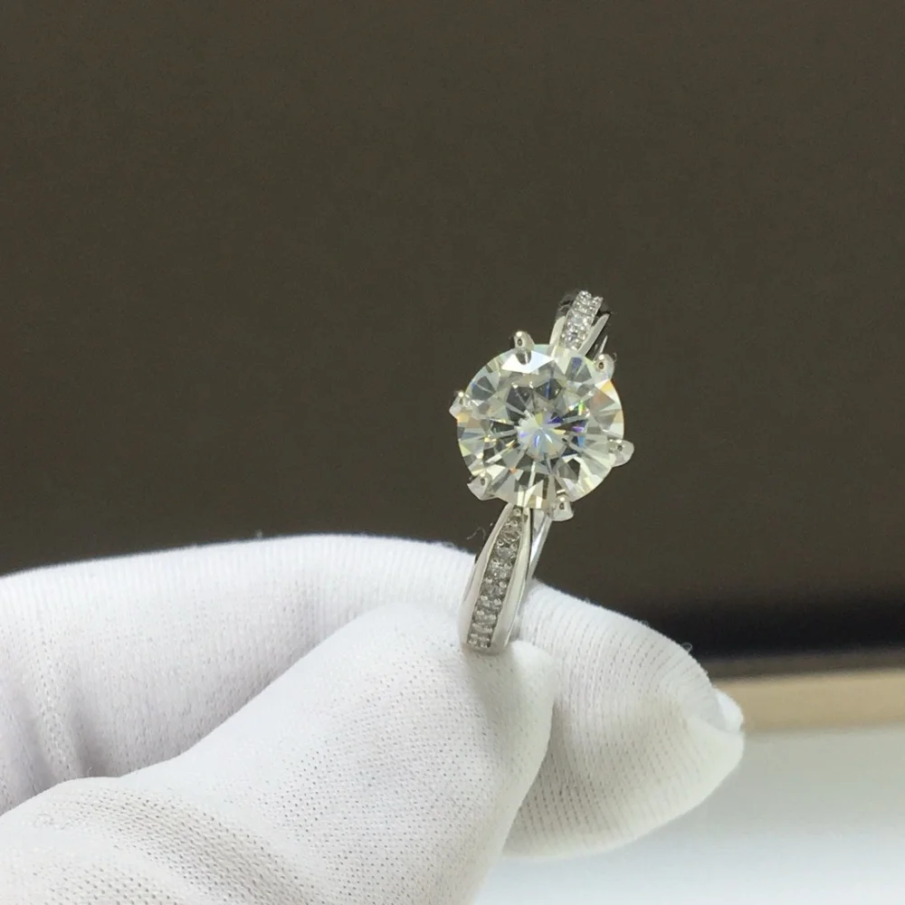 S925 2 Carats High Quality Moissanite Diamond Ring Fashion Elegance Jewelry Birthday Women Mature Charm Gift