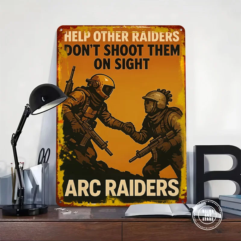 Arc Raiders: Help Other Raiders Printed Poster Customized Retro Wall Art Vintage Metal Tin Signs for Home Garage Decorations