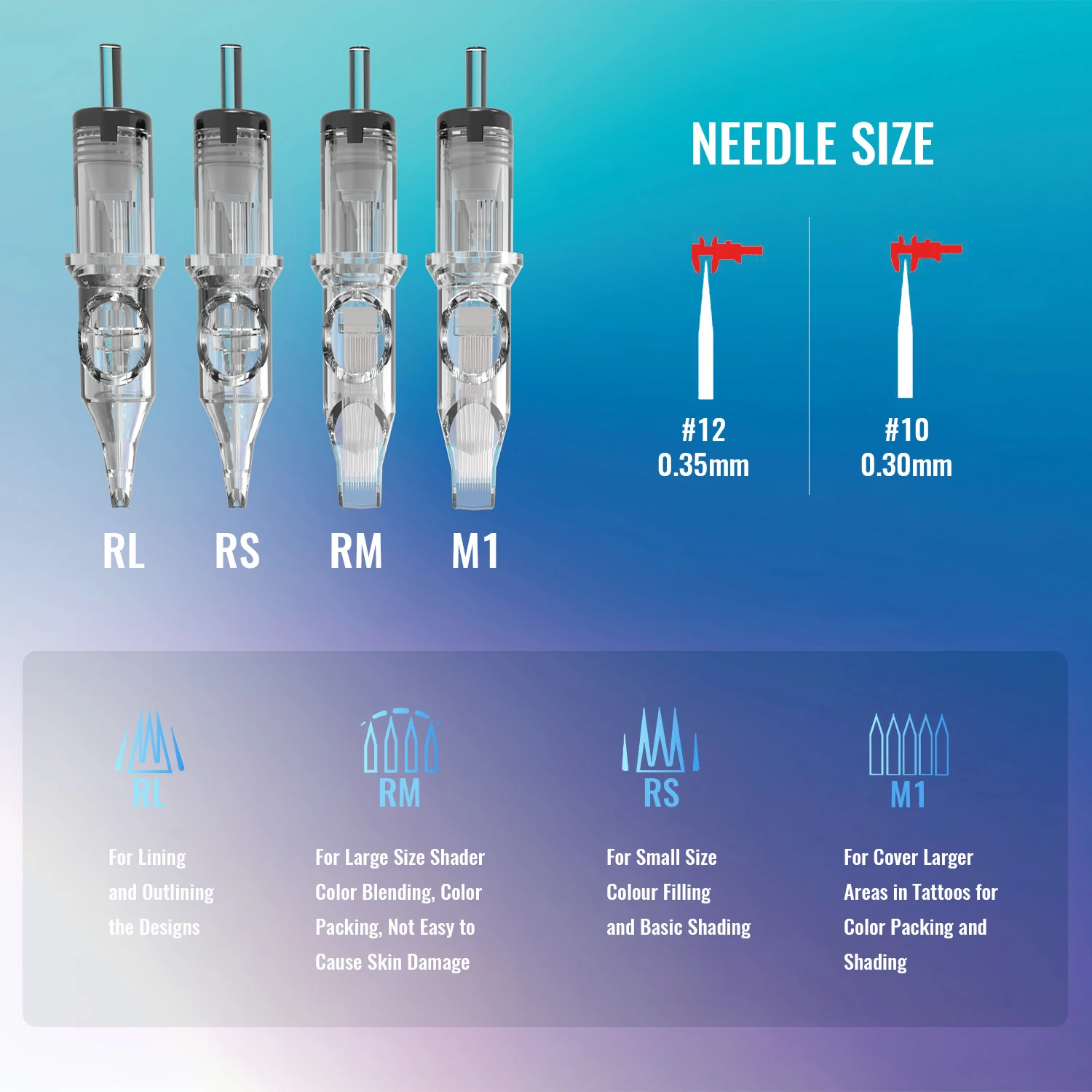 

20/50PCS Transparent Tattoo Cartridge Needles RL RS M1 CM Disposable Sterilized Cartridge Needles for Tattoo Machine Pen Supply