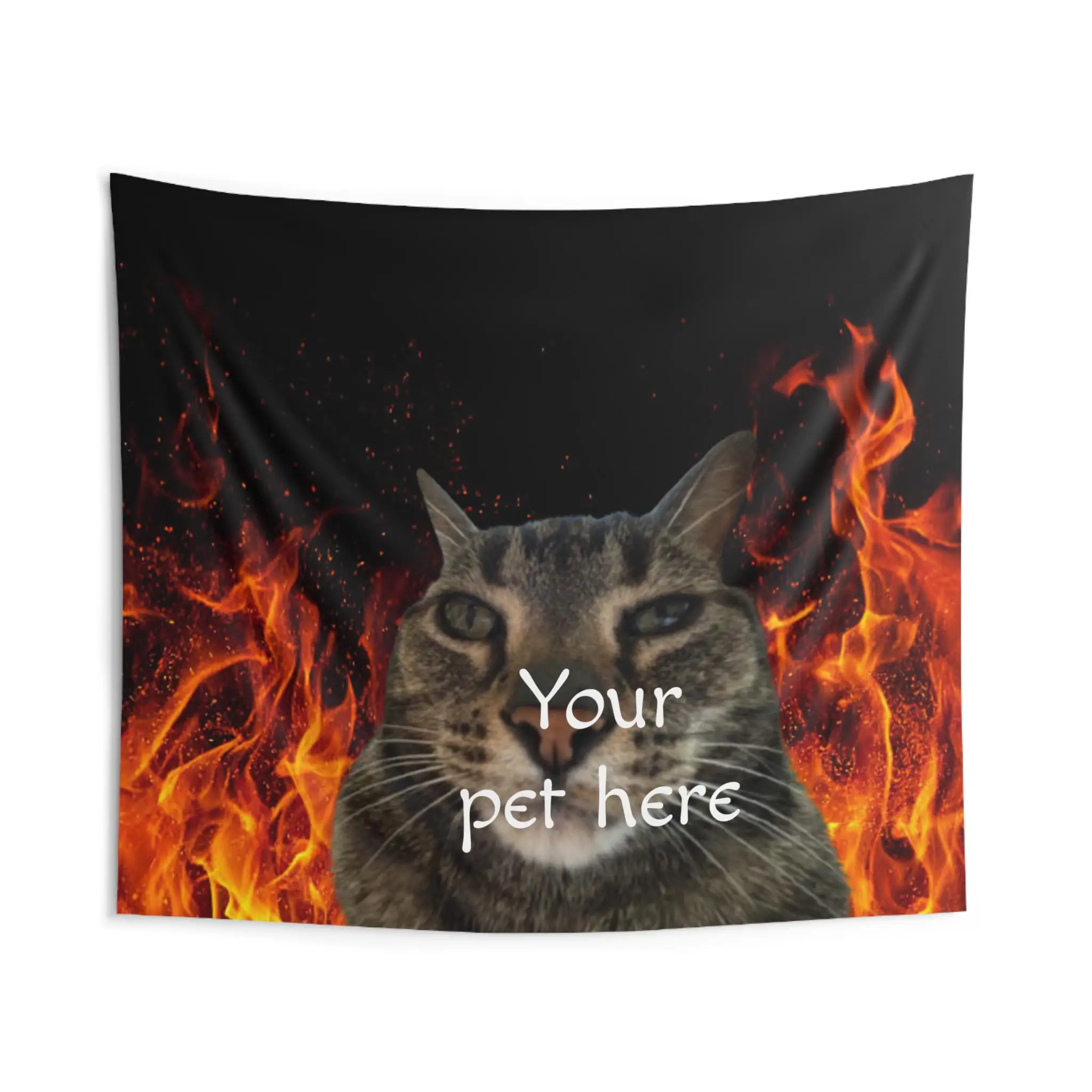 

Home Decor Funny Pet With Flames Indoor Wall Tapestry Wall Flag in Personal Design Bedrooms Room Y2k the Outdoor Decors Tapestry