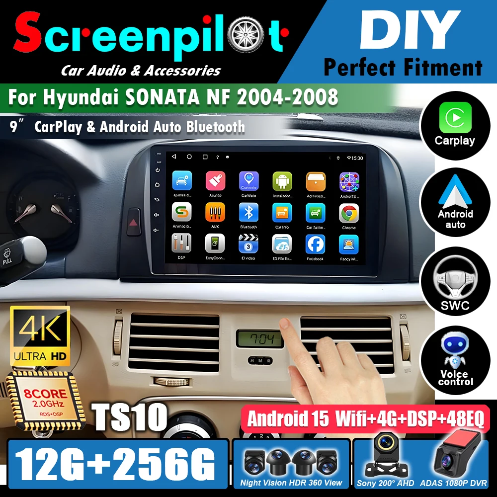 Android 16 para Hyundai SONATA NF 2004 2005 2006 - 2008 Radio Multimedia Reproductor de Video Navegación GPS Estéreo 5G WIFI Carplay Pantalla Táctil 1
