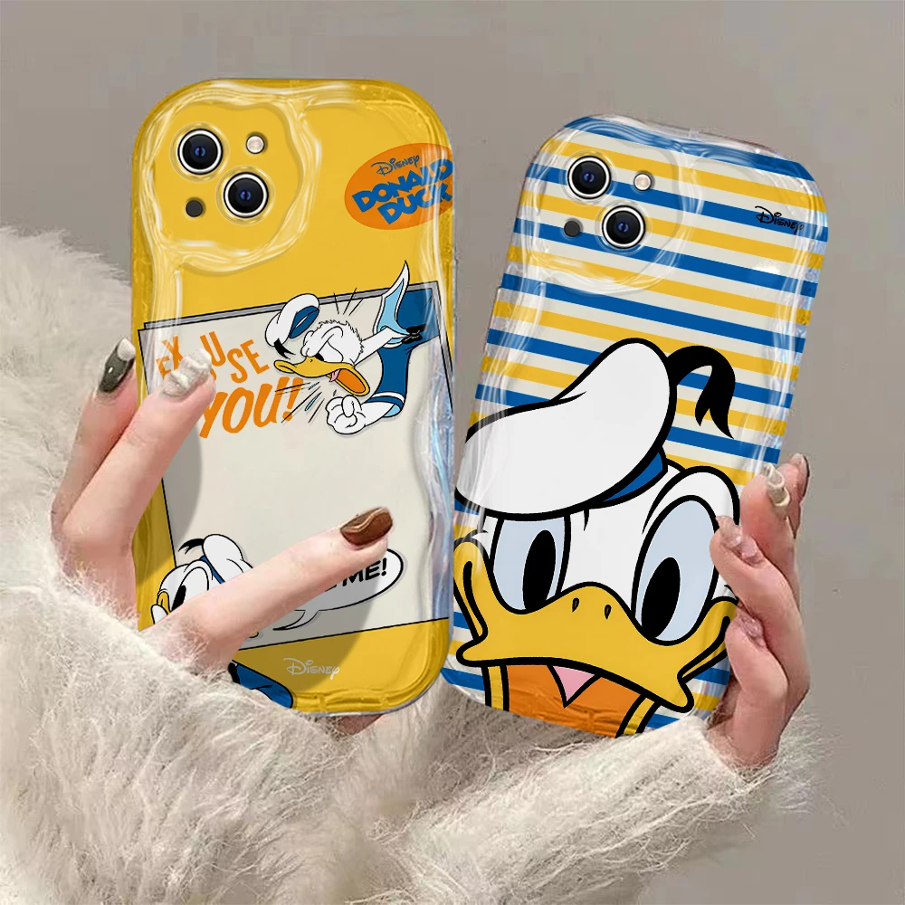 Bonita funda de silicona suave para iPhone, carcasa con diseño de pato Donald 3D para modelos 15, 14, 13, 12, 11 Pro Max, Mini, X, XR, XSMAX, 8, 7, 6S Plus