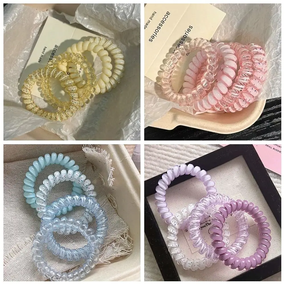 Ikat rambut Spiral tali rambut cincin rambut hiasan kepala ikat rambut elastis manis Scrunchies warna-warni kawat telepon